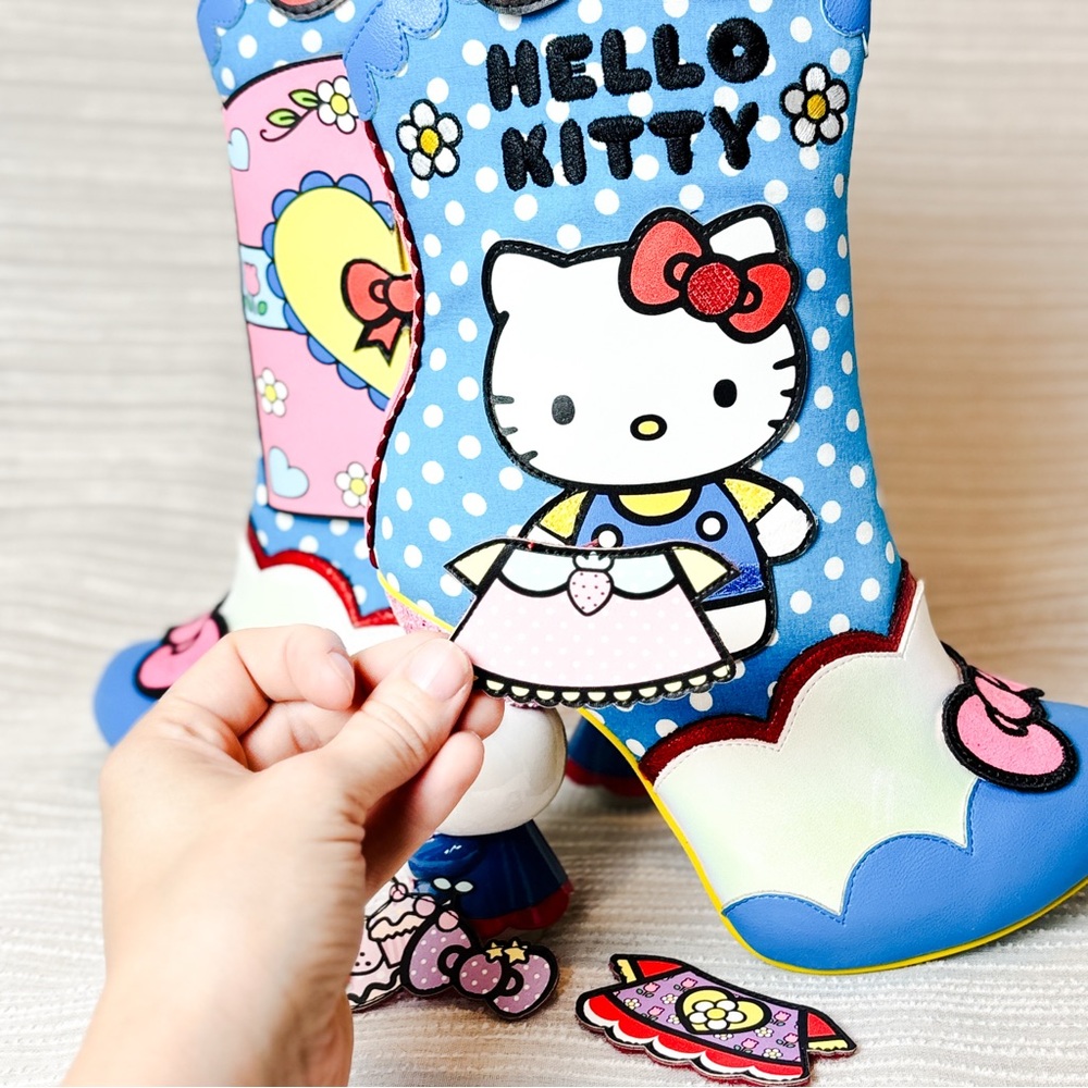 Irregular Choice Hello Kitty Dress Up Character Heel Boots Size 39 Rare Collab - Picture 8 of 10